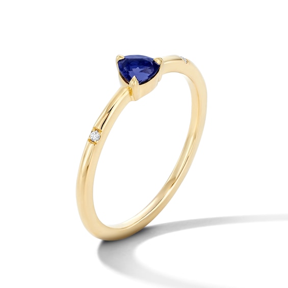 Trillion-Cut Iolite and Lab-Grown Diamond-Accent Stackable Ring in 10K Gold (F/Vs2)