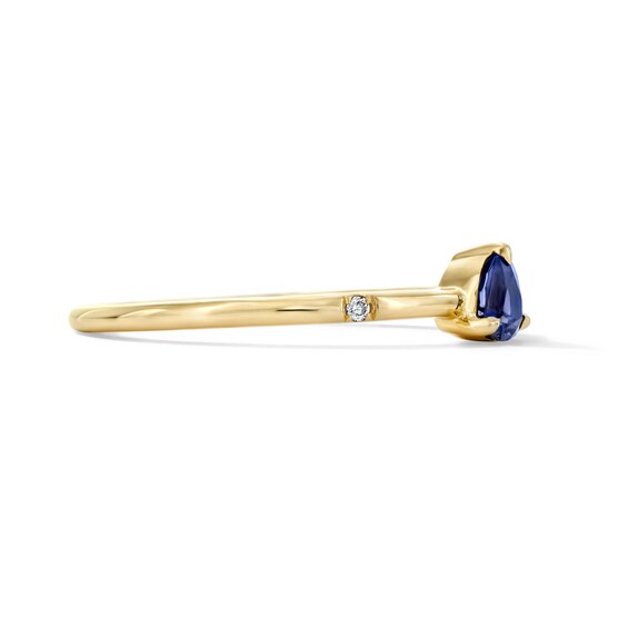 Trillion-Cut Iolite and Lab-Grown Diamond-Accent Stackable Ring in 10K Gold (F/Vs2)