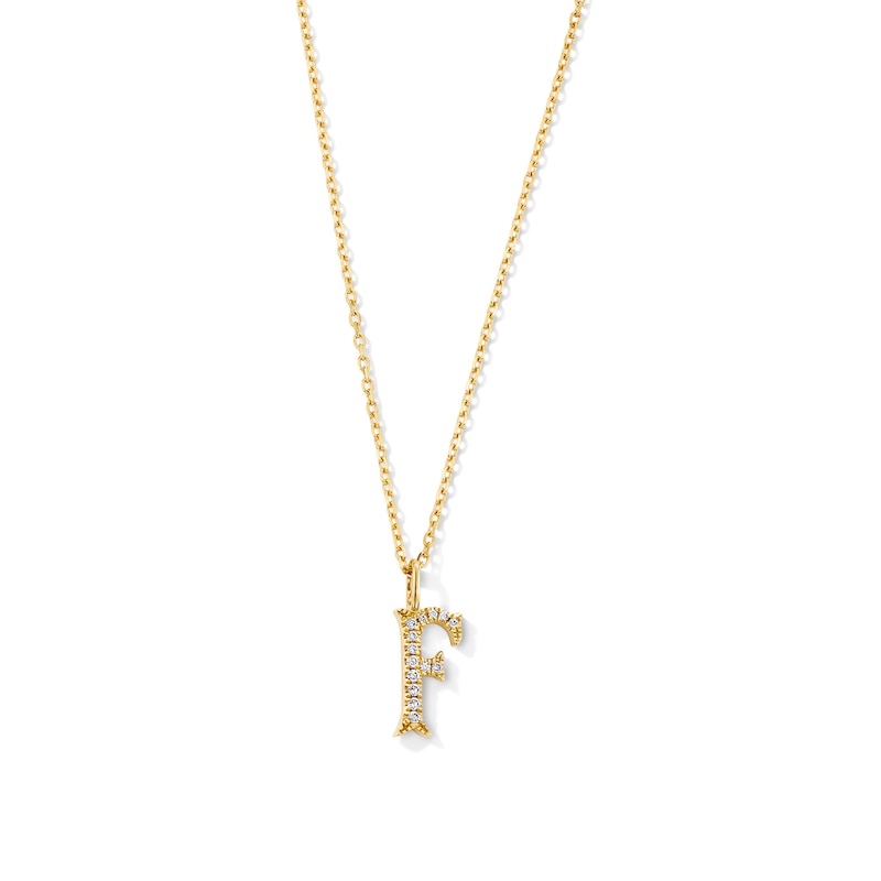 Main Image 1 of 1/20 CT. T.W. Lab-Grown Diamond Letter “F” Initial Pendant in 10K Gold (F/VS2)