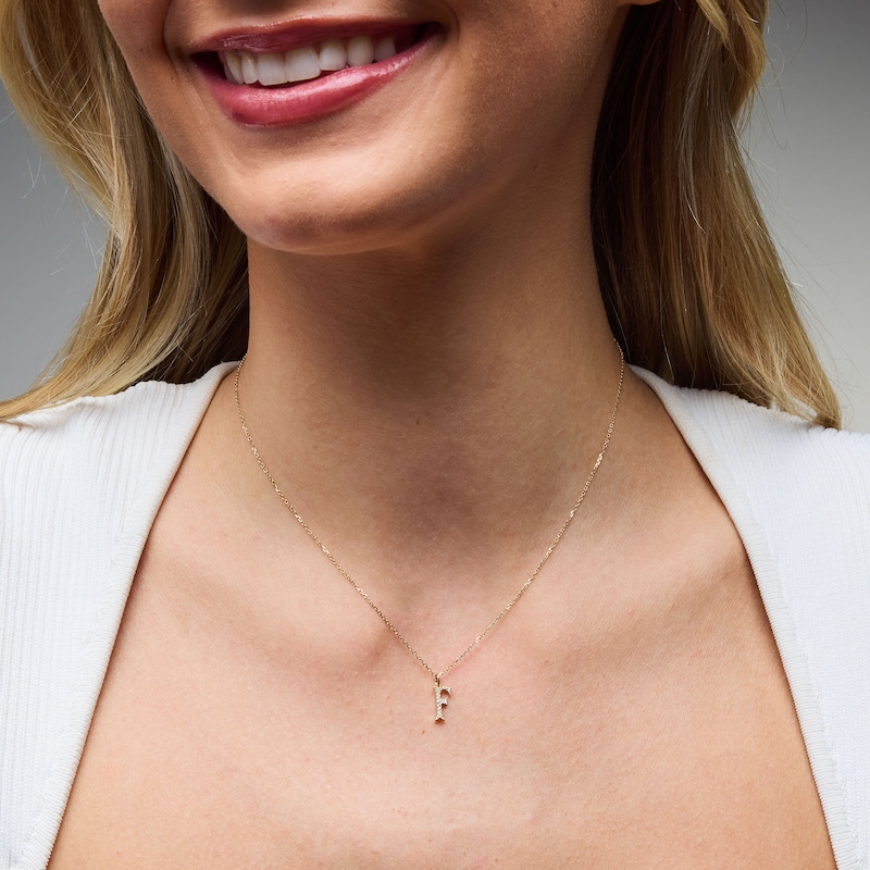 Main Image 2 of 1/20 CT. T.W. Lab-Grown Diamond Letter “F” Initial Pendant in 10K Gold (F/VS2)