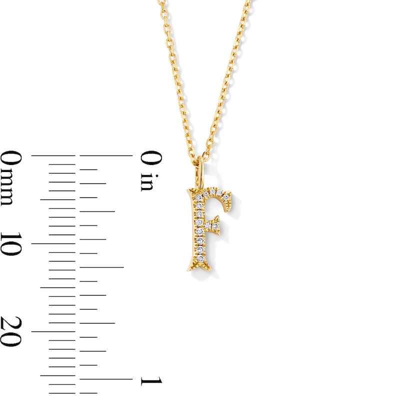 Main Image 5 of 1/20 CT. T.W. Lab-Grown Diamond Letter “F” Initial Pendant in 10K Gold (F/VS2)