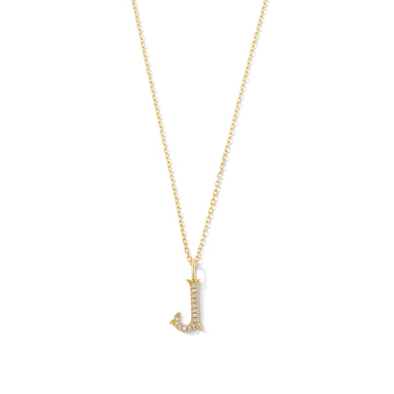 Lab-Grown Diamond-Accent Letter “J” Initial Pendant in 10K Gold (F/Vs2)