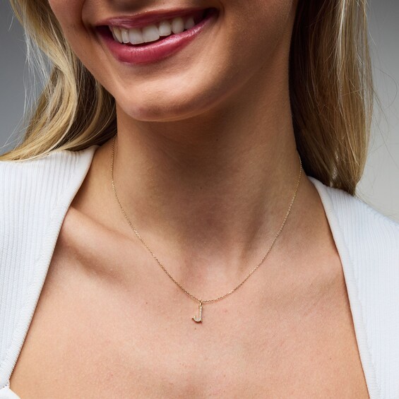 Lab-Grown Diamond-Accent Letter “J” Initial Pendant in 10K Gold (F/Vs2)