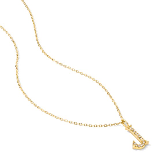 Lab-Grown Diamond-Accent Letter “J” Initial Pendant in 10K Gold (F/Vs2)