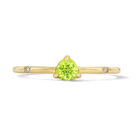 Trillion-Cut Peridot and Lab-Grown Diamond-Accent Stackable Ring in 10K Gold (F/Vs2)