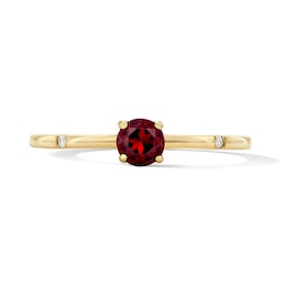 Garnet and Lab-Grown Diamond-Accent Stackable Ring in 10K Gold (F/VS2)
