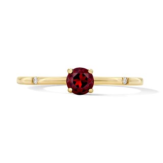 Garnet and Lab-Grown Diamond-Accent Stackable Ring in 10K Gold (F/VS2)