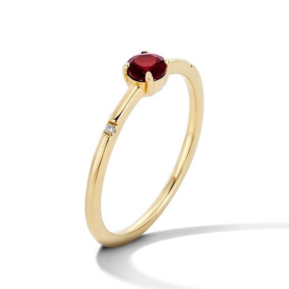 Garnet and Lab-Grown Diamond-Accent Stackable Ring in 10K Gold (F/Vs2)