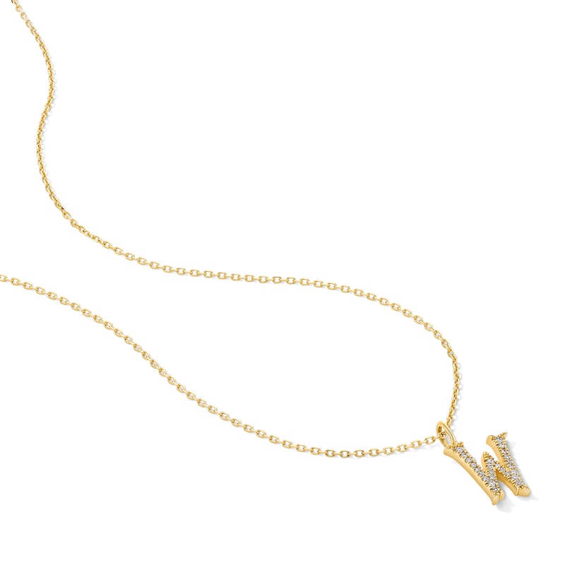 Main Image 3 of 1/15 CT. T.W. Lab-Grown Diamond Letter “W” Initial Pendant in 10K Gold (F/VS2)