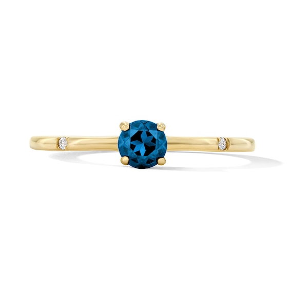 Blue Sapphire and Lab-Grown Diamond-Accent Stackable Ring in 10K Gold (F/Vs2)