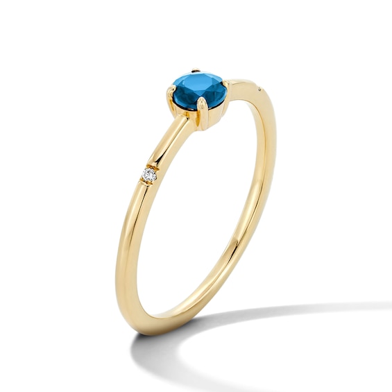 Blue Sapphire and Lab-Grown Diamond-Accent Stackable Ring in 10K Gold (F/Vs2)
