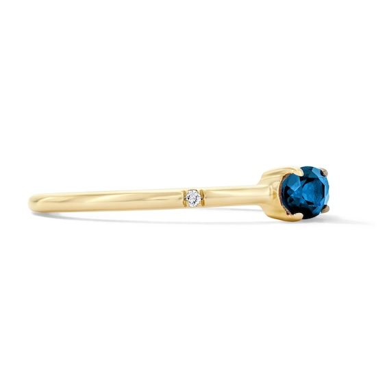 Blue Sapphire and Lab-Grown Diamond-Accent Stackable Ring in 10K Gold (F/Vs2)