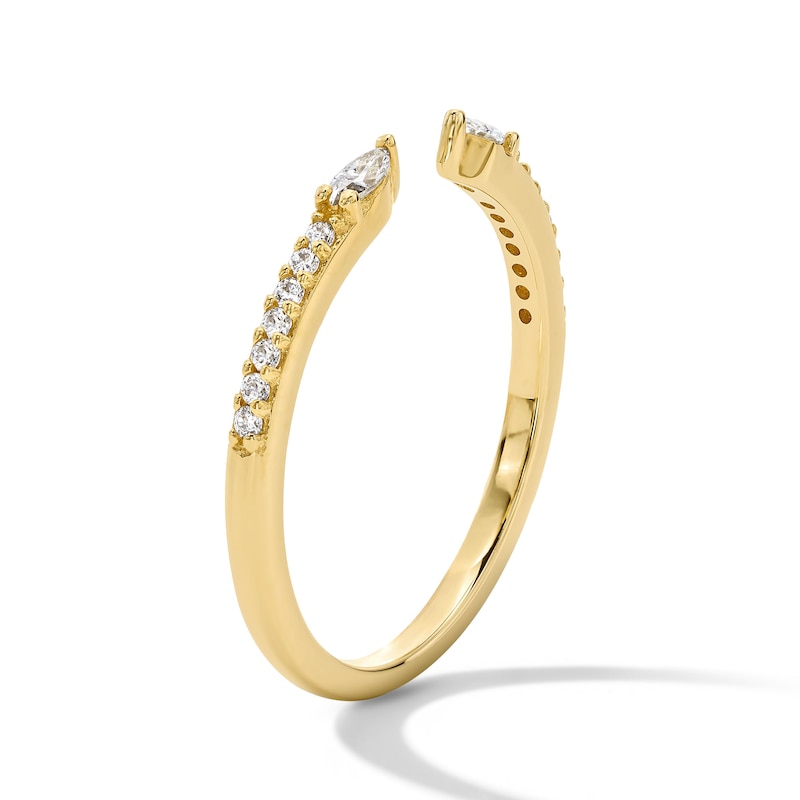 Main Image 4 of 1/6 CT. T.W. Marquise-Cut and Round Lab-Grown Diamond Open Band in 10K Gold (F/VS2)