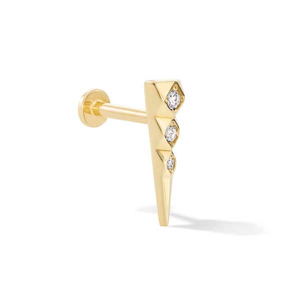Lab-Grown Diamond-Accent Triangle Single Cartilage Stud Earring in 14K Gold (F/Vs2)