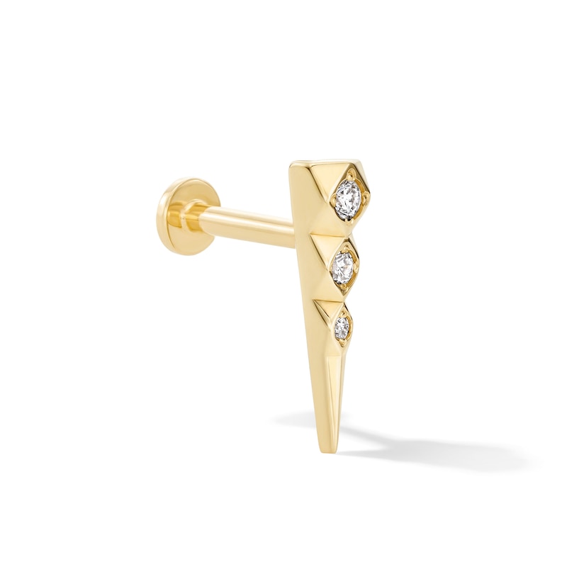 Main Image 1 of Lab-Grown Diamond-Accent Triangle Single Cartilage Stud Earring in 14K Gold (F/VS2)