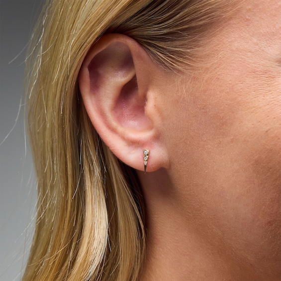 Lab-Grown Diamond-Accent Triangle Single Cartilage Stud Earring in 14K Gold (F/Vs2)
