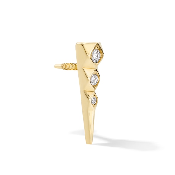 Lab-Grown Diamond-Accent Triangle Single Cartilage Stud Earring in 14K Gold (F/Vs2)