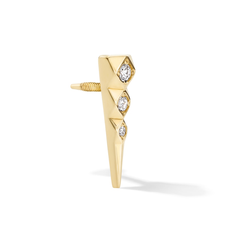 Main Image 4 of Lab-Grown Diamond-Accent Triangle Single Cartilage Stud Earring in 14K Gold (F/VS2)