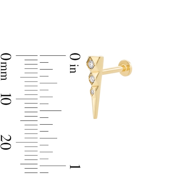 Lab-Grown Diamond-Accent Triangle Single Cartilage Stud Earring in 14K Gold (F/Vs2)