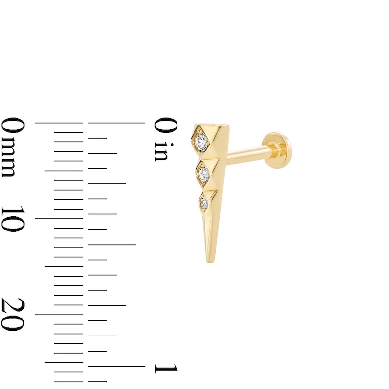 Main Image 5 of Lab-Grown Diamond-Accent Triangle Single Cartilage Stud Earring in 14K Gold (F/VS2)