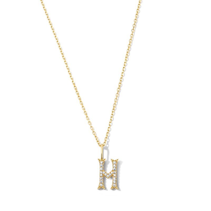 Main Image 1 of 1/15 CT. T.W. Lab-Grown Diamond Letter “H” Initial Pendant in 10K Gold (F/VS2)