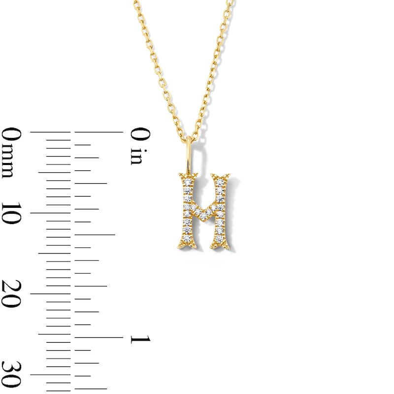 Main Image 5 of 1/15 CT. T.W. Lab-Grown Diamond Letter “H” Initial Pendant in 10K Gold (F/VS2)