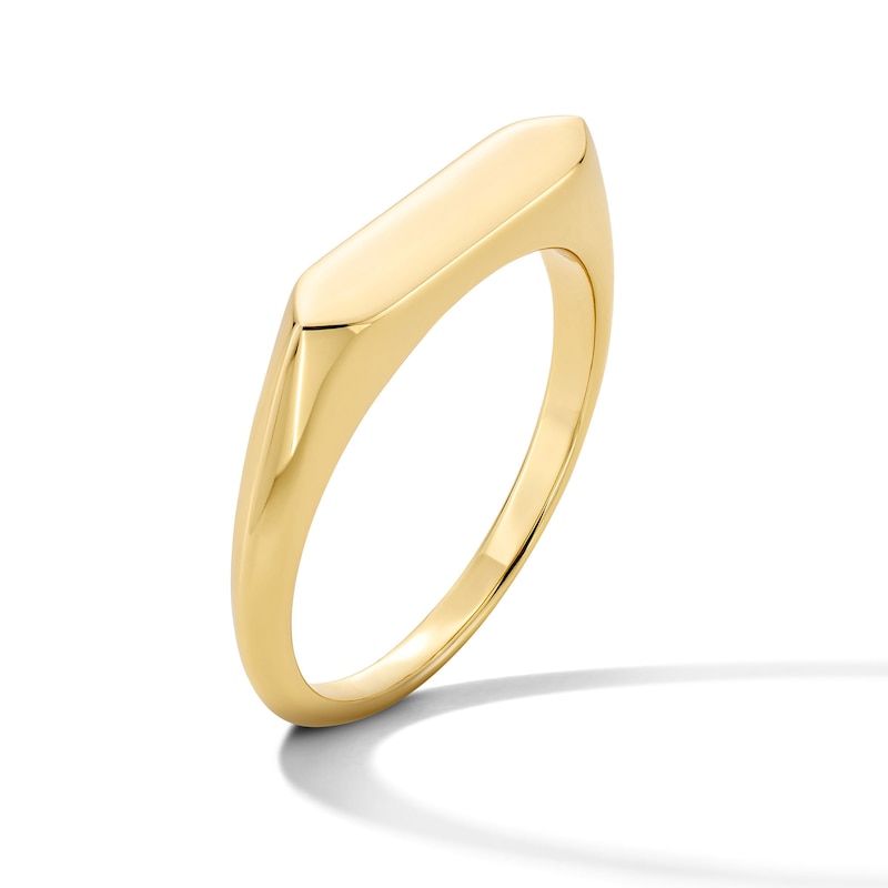 Main Image 4 of Flat Hex Signet Fashion Ring in Sterling Silver with 18K Gold Plate
