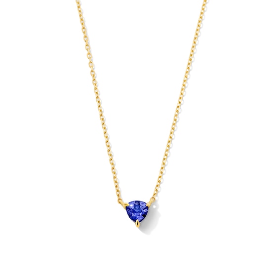 Trillion-Cut Iolite Solitaire Necklace in 10K Gold