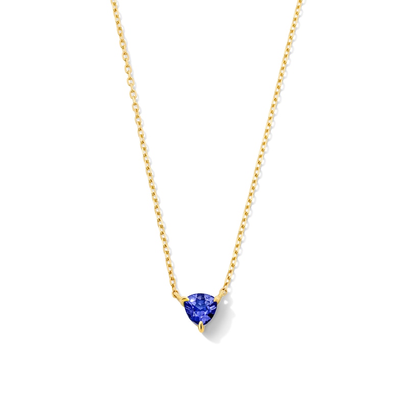 Main Image 1 of Trillion-Cut Iolite Solitaire Necklace in 10K Gold