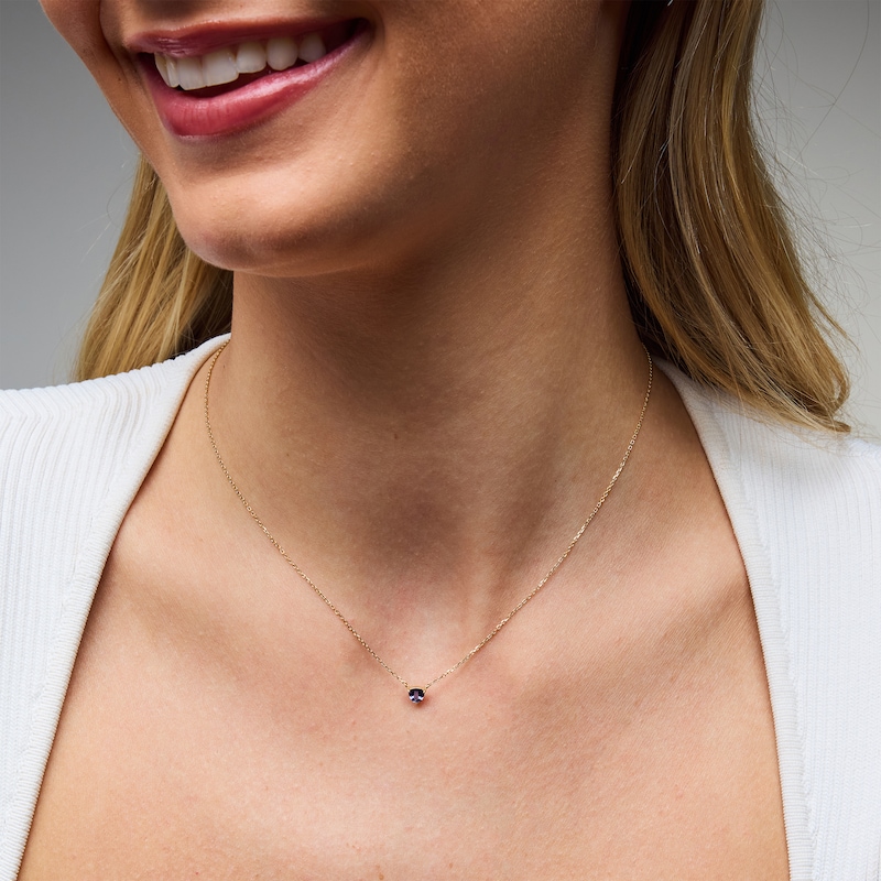 Main Image 2 of Trillion-Cut Iolite Solitaire Necklace in 10K Gold