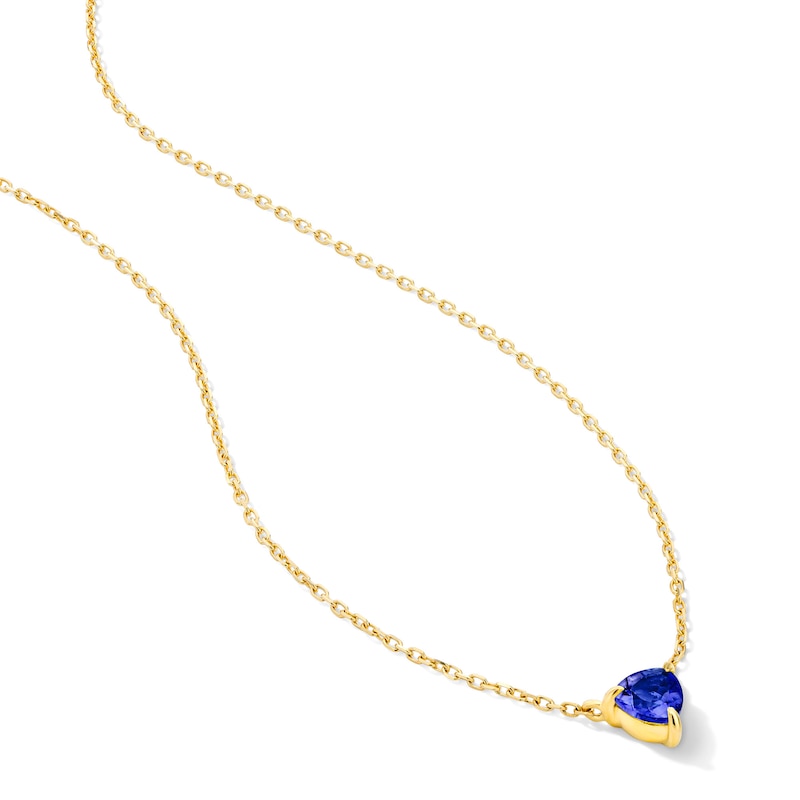 Main Image 3 of Trillion-Cut Iolite Solitaire Necklace in 10K Gold