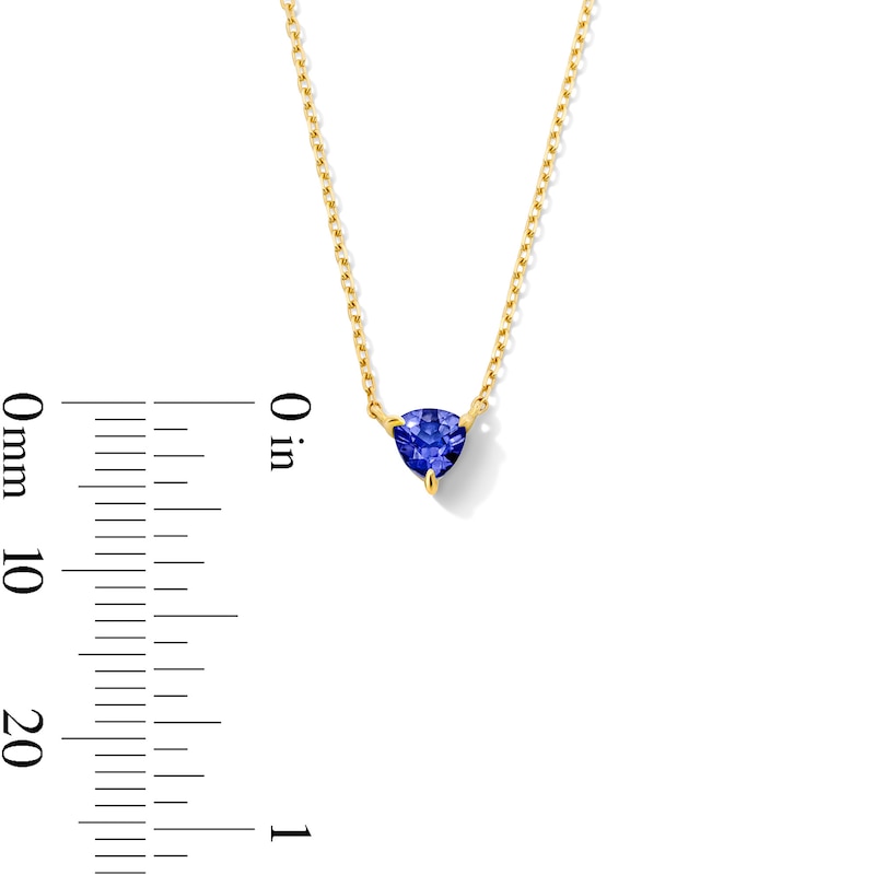 Main Image 5 of Trillion-Cut Iolite Solitaire Necklace in 10K Gold