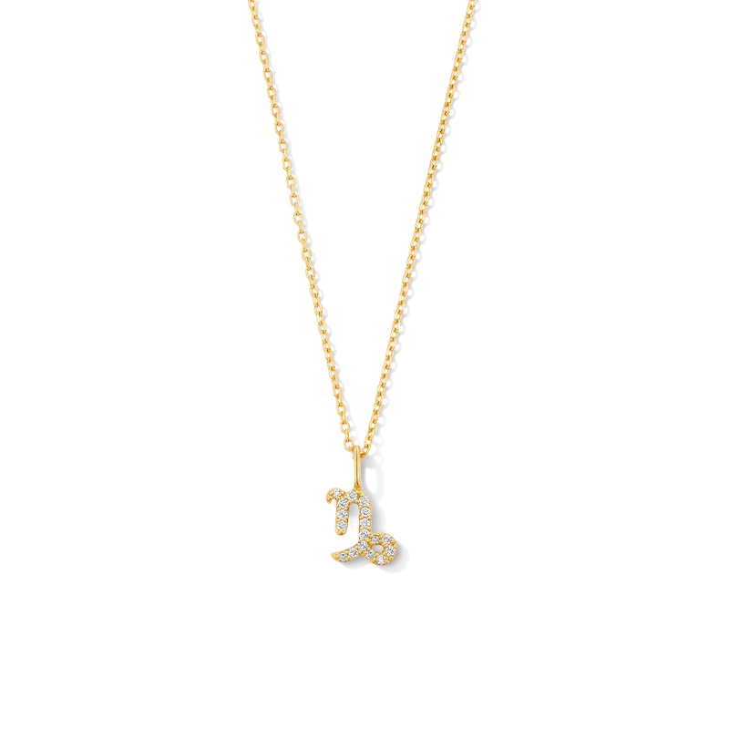 Main Image 1 of 0.9mm 1/20 CT.T.W. Lab-Grown Diamond Zodiac Necklace in 10K Yellow Gold (F/VS2)