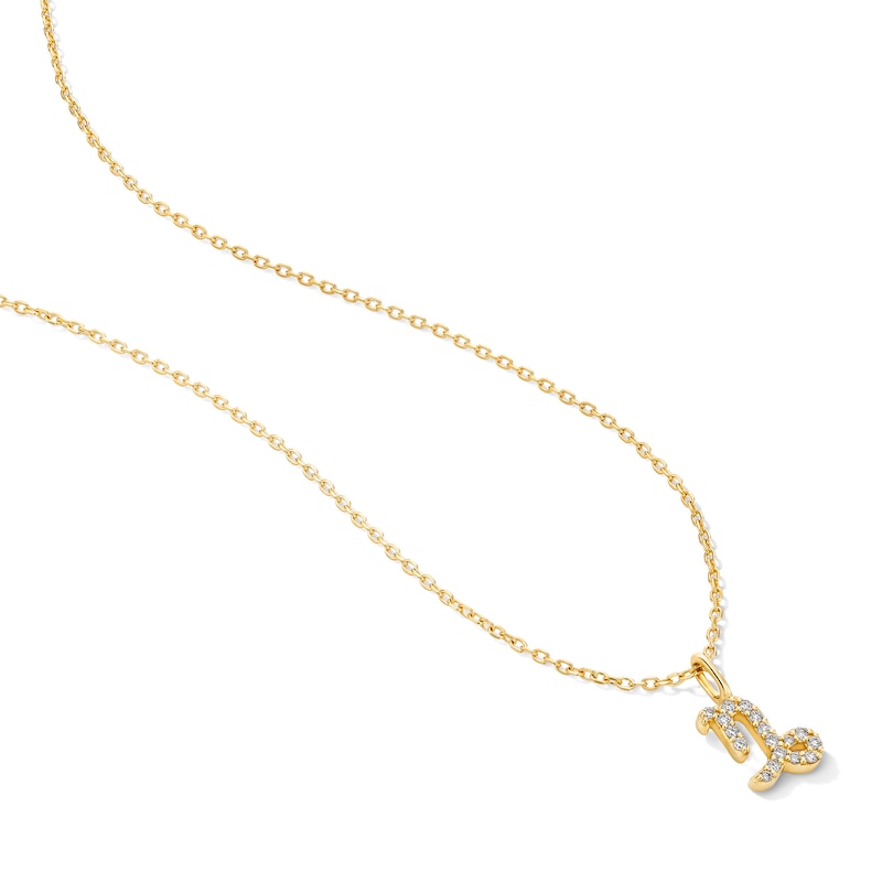 Main Image 3 of 0.9mm 1/20 CT.T.W. Lab-Grown Diamond Zodiac Necklace in 10K Yellow Gold (F/VS2)