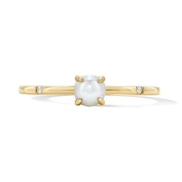 4.0mm Freshwater Cultured Pearl and Lab-Grown Diamond-Accent Stackable Ring in 10K Gold (F/VS2)