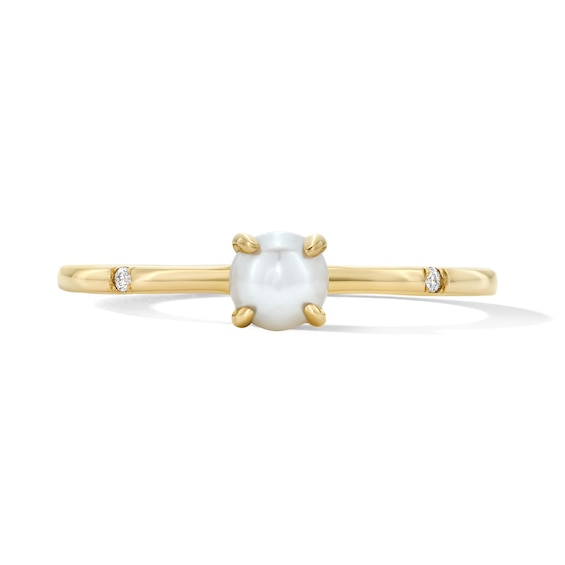 4.0mm Freshwater Cultured Pearl and Lab-Grown Diamond-Accent Stackable Ring in 10K Gold (F/Vs2)