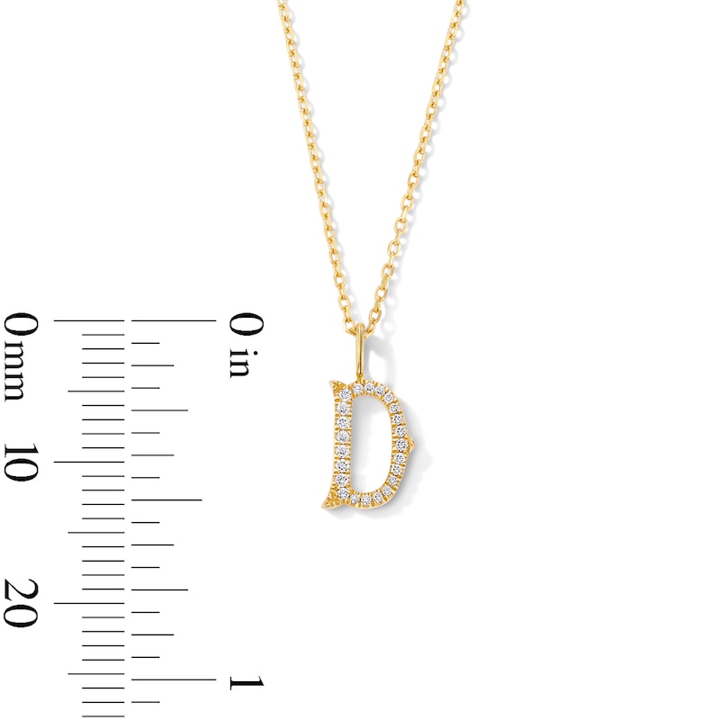 Main Image 5 of 1/15 CT. T.W. Lab-Grown Diamond Letter “D” Initial Pendant in 10K Gold (F/VS2)