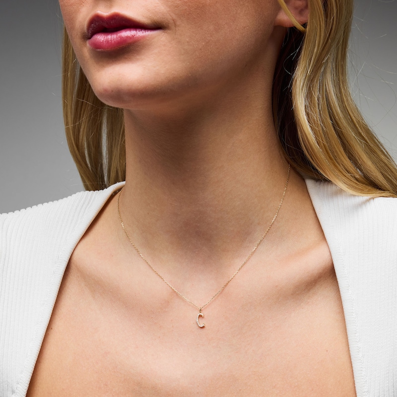 Main Image 2 of 1/20 CT. T.W. Lab-Grown Diamond Letter “C” Initial Pendant in 10K Gold (F/VS2)