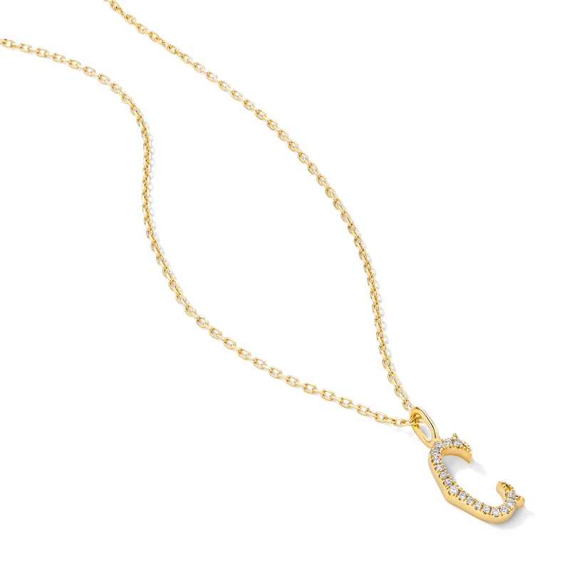 Main Image 4 of 1/20 CT. T.W. Lab-Grown Diamond Letter “C” Initial Pendant in 10K Gold (F/VS2)