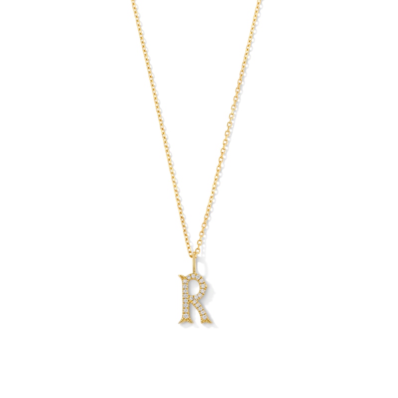 Main Image 1 of 1/20 CT. T.W. Lab-Grown Diamond Letter “R” Initial Pendant in 10K Gold (F/VS2)