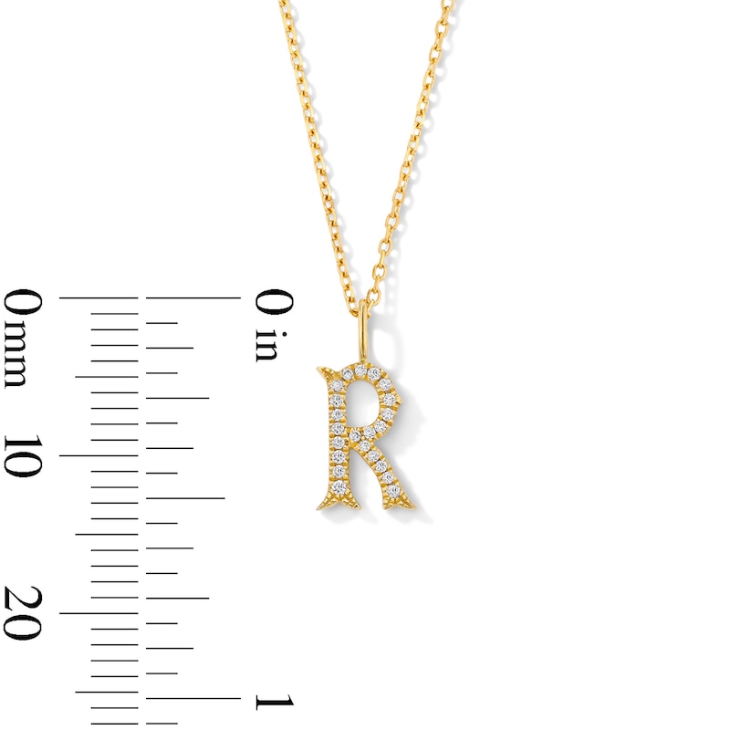 Main Image 5 of 1/20 CT. T.W. Lab-Grown Diamond Letter “R” Initial Pendant in 10K Gold (F/VS2)
