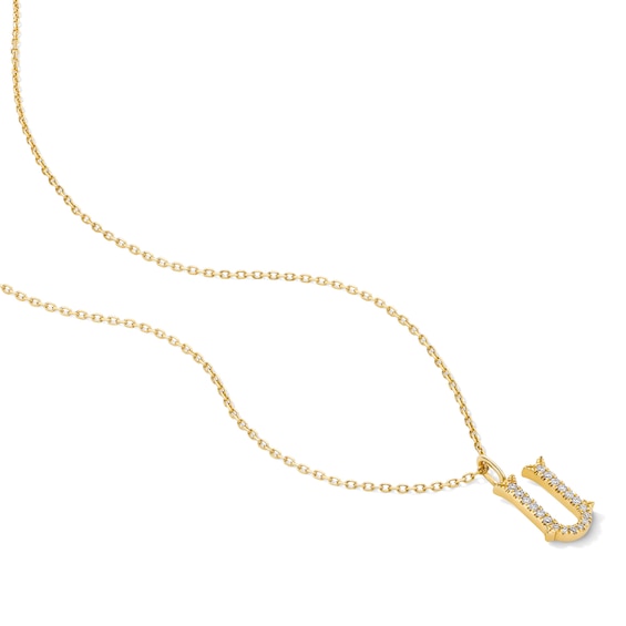 1/20 CT. T.w. Lab-Grown Diamond Letter “U” Initial Pendant in 10K Gold (F/Vs2)