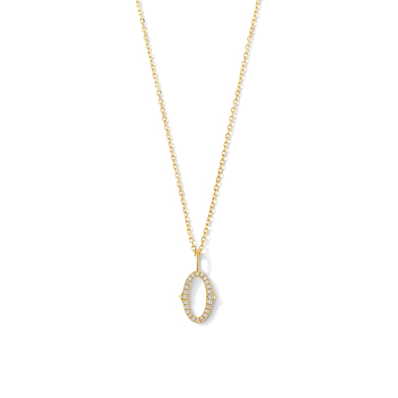 Main Image 1 of 1/20 CT. T.W. Lab-Grown Diamond Letter “O” Initial Pendant in 10K Gold (F/VS2)