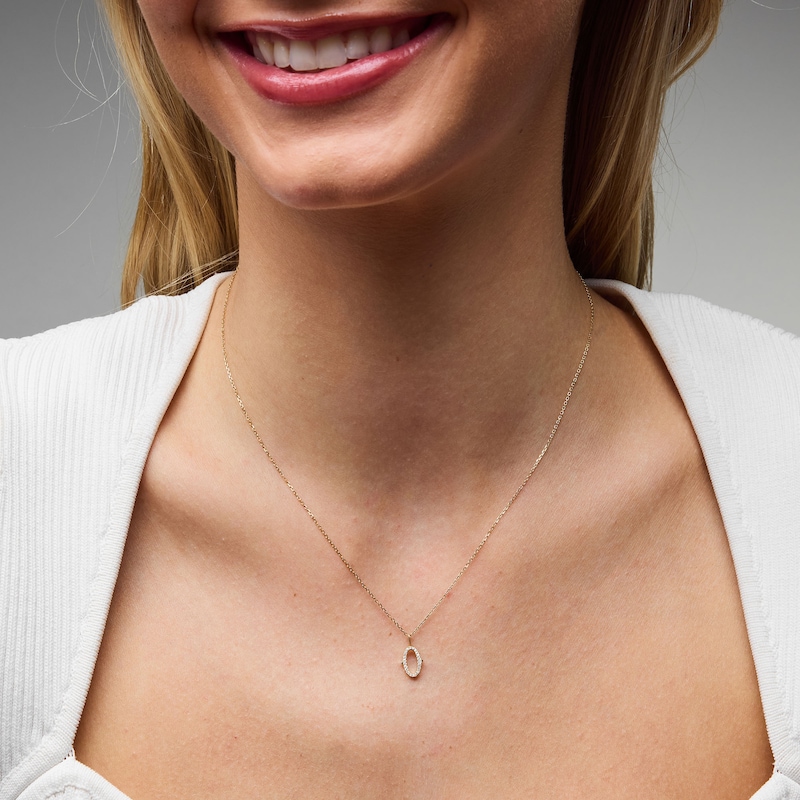 Main Image 2 of 1/20 CT. T.W. Lab-Grown Diamond Letter “O” Initial Pendant in 10K Gold (F/VS2)