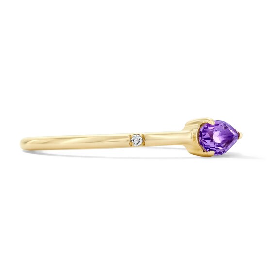 Pear-Shaped Amethyst and Lab-Grown Diamond-Accent Stackable Ring 10K Gold (F/Vs2)
