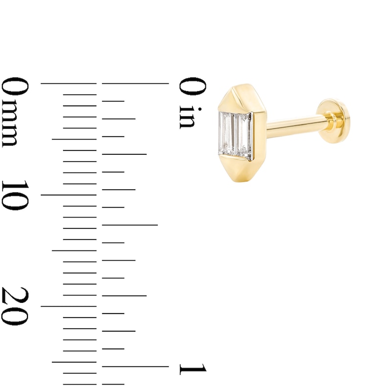Main Image 5 of 1/10 CT. T.W. Baguette-Cut Lab-Grown Diamond Single Cartilage Stud Earring in 14K Gold (F/VS2)