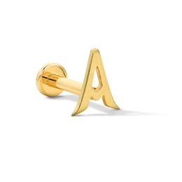 "A" Initial Single Cartilage Stud Earring in 14K Gold