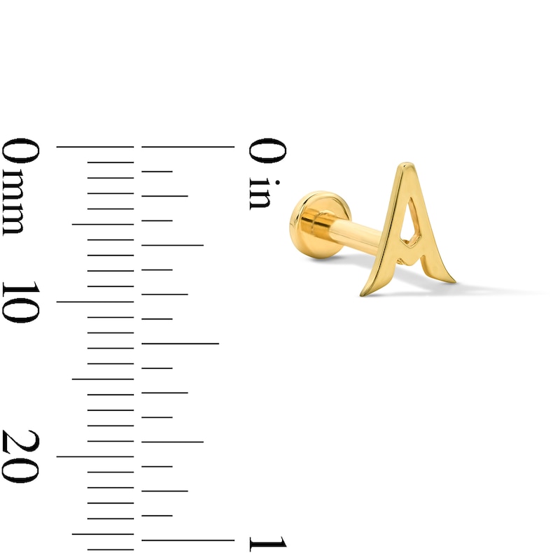 Main Image 3 of "A" Initial Single Cartilage Stud Earring in 14K Gold