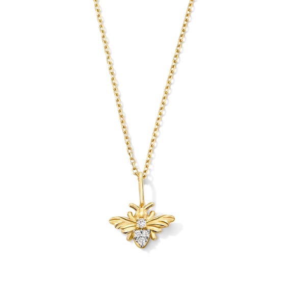 Lab-Grown Diamond-Accent Bee Pendant in 10K Gold