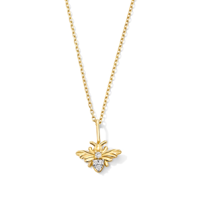 Main Image 1 of Lab-Grown Diamond-Accent Bee Pendant in 10K Gold